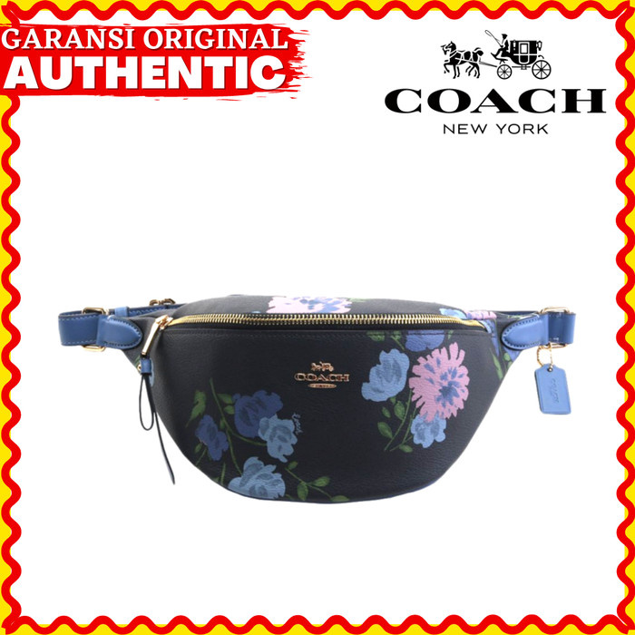 Tas WaistBag Coach Belt Bag With Painted Peony Wanita Branded Original
