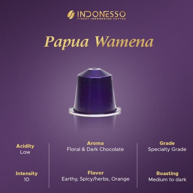 

Terlaris Indonesso 10+2 Papua Wamena Nespresso Coffee Capsules / Kapsul Kopi Ready Stok