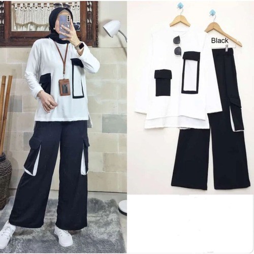 Oneset Wanita Fashion Kondangan Pesta Modern Setelan Terbaru 2024 Atasan Bawahan Remaja Prempuan Baj