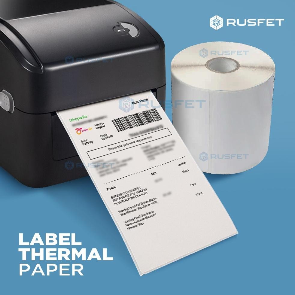 

TU26 Label Stiker Thermal Paper A6 10x15mm 100x150 cm Sticker Barcode Resi RUSFET TERMURAH Murah