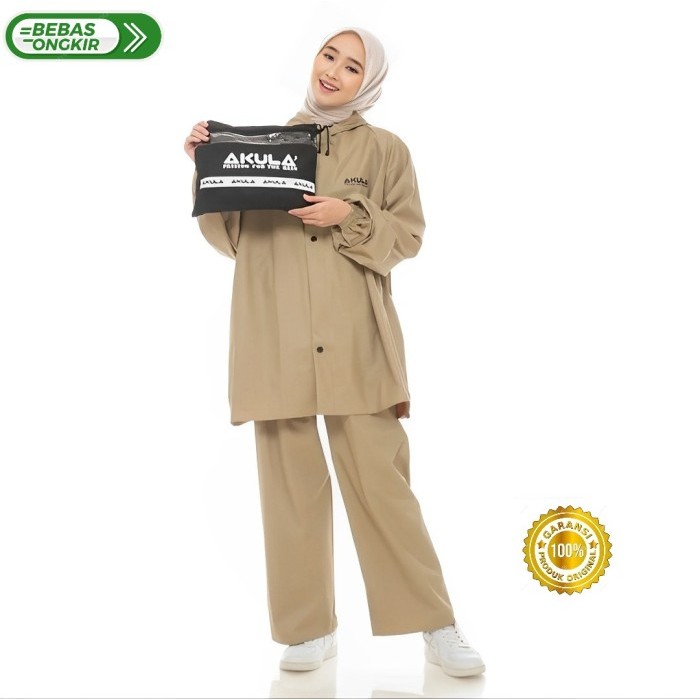 jas hujan akula unisex pvc karetCokelat Jas Hujan Travelling Mantel Motor Jumbo S5S1 Stelan Jas Huja