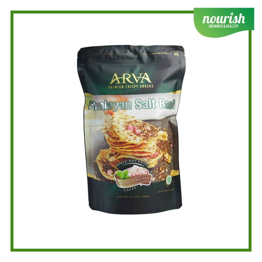 

ARVA Keripik Tempe Premium Himalayan Salt Basil Non GMO/Non MSG 100g