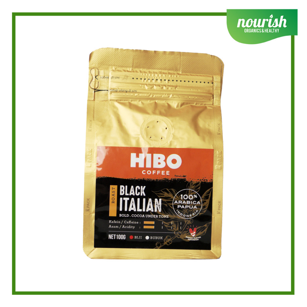 

Hibo, Organic Coffee Bean (Biji Kopi Organik) Black Italian 100gr