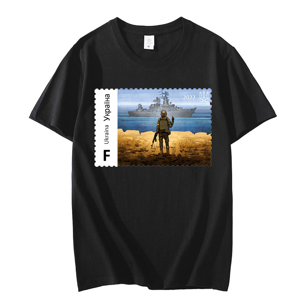 Rusia Kapal Perang Pergi Fsink Sendiri Ukraina Perangko Bendera Kebanggaan Tshirt Pria T Shirt