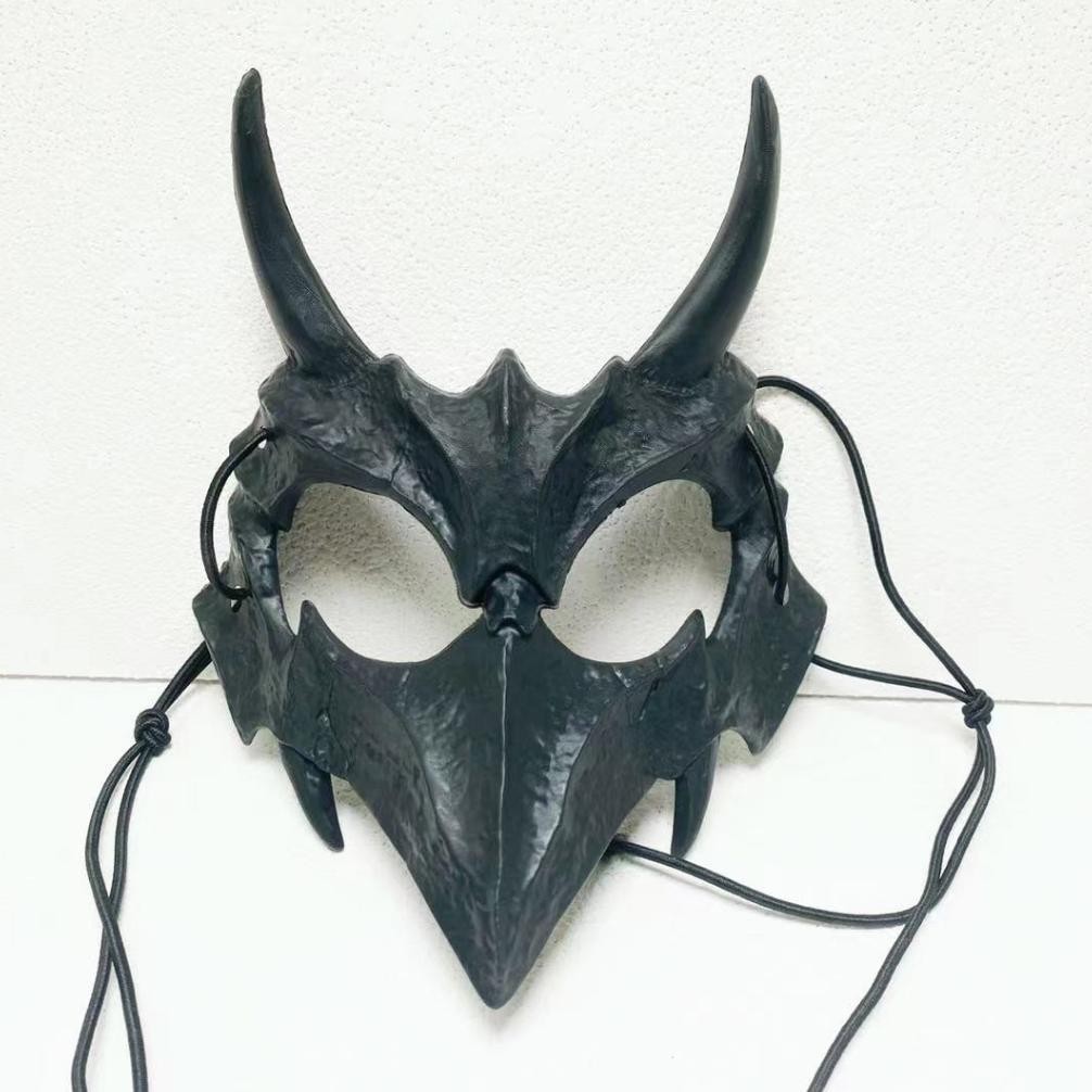 JHK Topeng Setengah Wajah Tengkorak Karena Alat Peraga Hitam Putih Halloween Berpakaian Pria Wanita 
