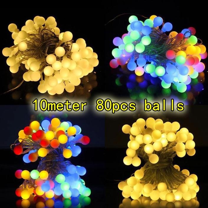 TERLARIS 2024 Lampu LED Hias Kamar Tirai Natal 10Meter Lampu Bintang 100LED Lampu Tumblr Anti air wi