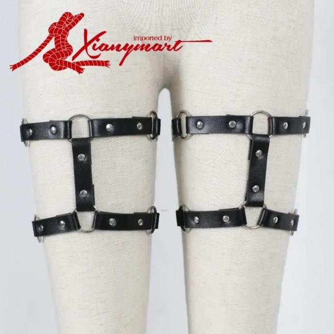 Xianny Leather Thigh Harness Punk Grater Gelang Paha Kulit