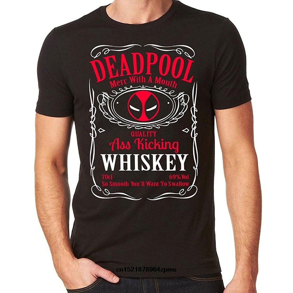 Pria T Deadpool Whiskey Tshirt Kaos Baru