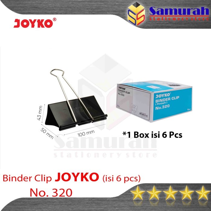 

Amberela - Binder Clips No 320 Joyko / Clip Hitam Klip Jepit Kertas Besar 110 Mm