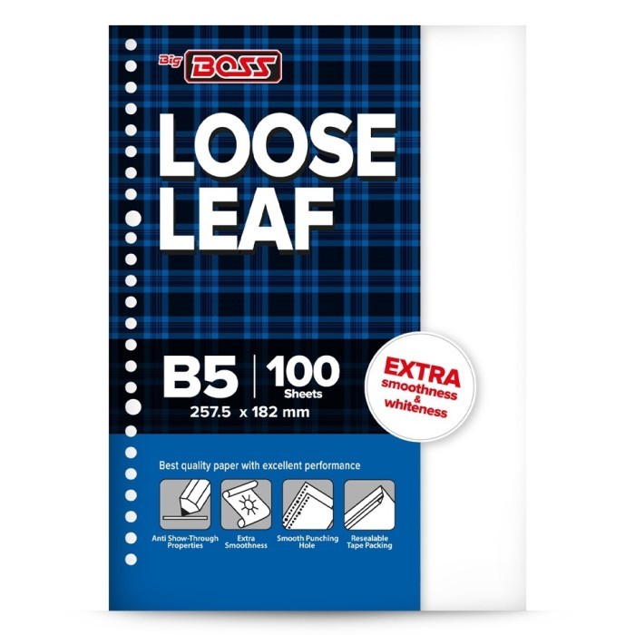 

Amberela - Pabrik Resmi Big Boss Loose Leaf B5 Polos 100 Lembar Kertas Binder