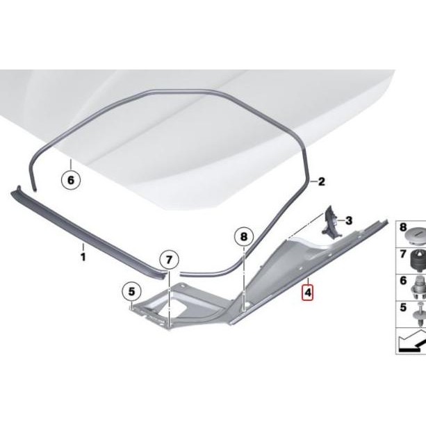 Original Bmw F10 Cover Seal Karet Samping Kap Mesin Kanan 51767019804