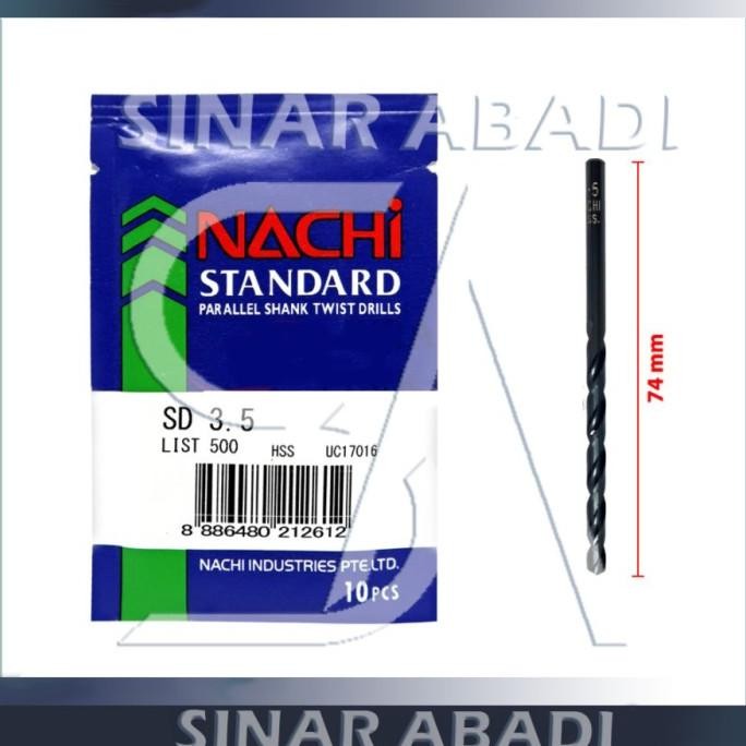 Baru NACHI 3.5 MM MATA BOR BESI NACHI 3.5MM HSS DRILL BIT sina4bb Kualitas Baik