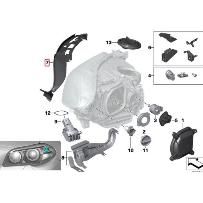 Original Bmw Seri 5 F10 Cover Lis Karet Seal Lampu Depan Kiri