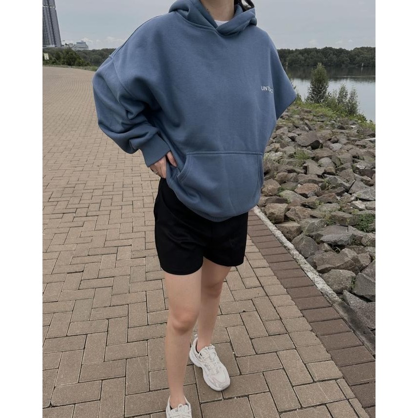 New | Promo Embr Hoodie Steel Blue