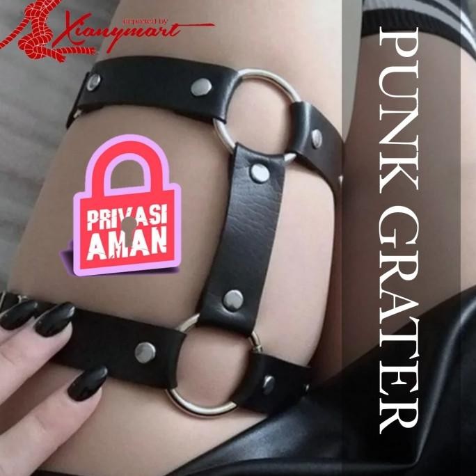 Xianny Leather Thigh Harness Punk Grater Gelang Paha Kulit