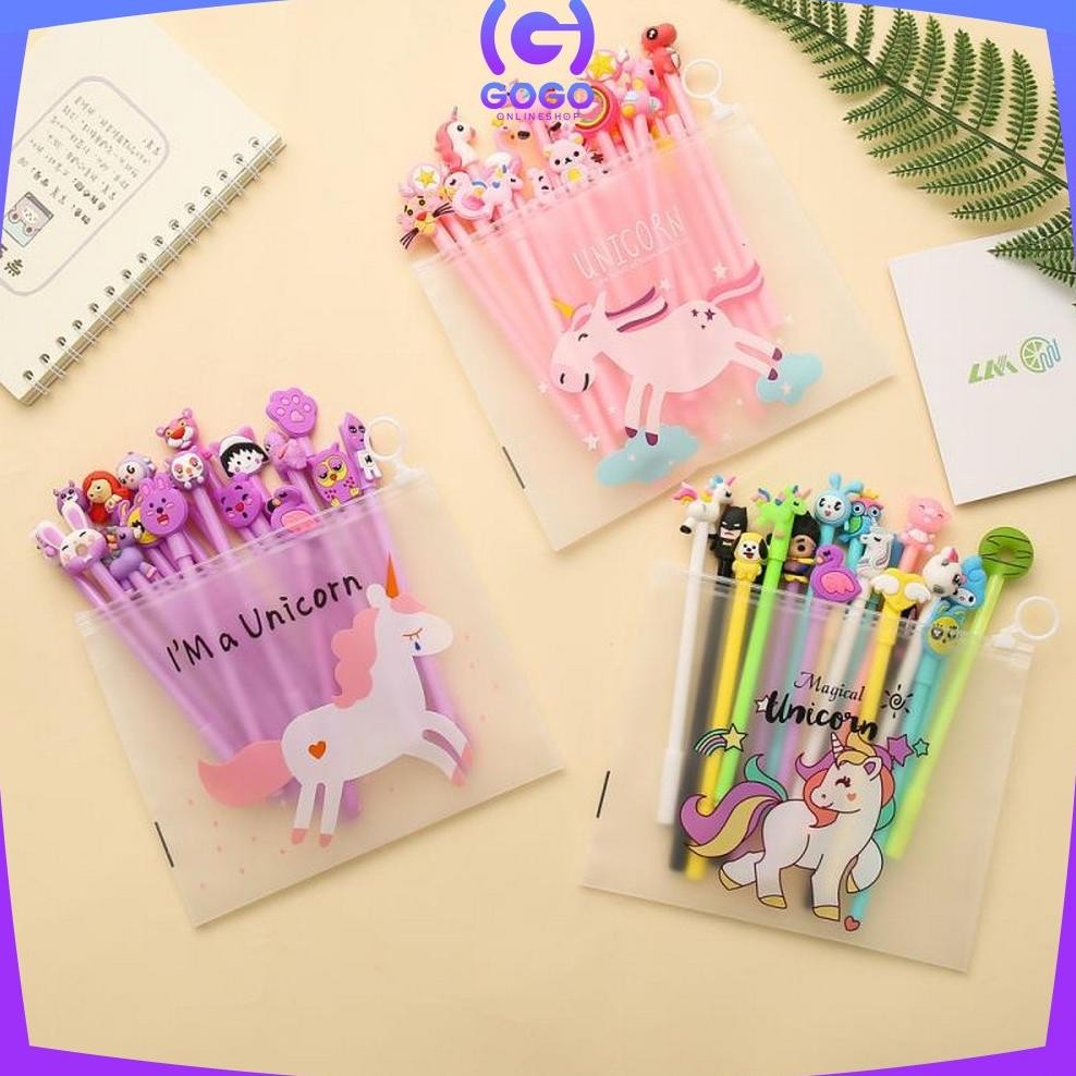 

hg-24 GOGO-A15 Pulpen Gel Karakter Lucu Set Isi 20PCS Pena FREE Zipper Pouch Tempat Pensil Transparan Murah Sale