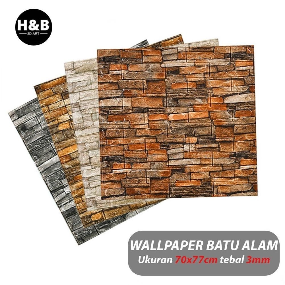 Wallpaper Dinding Foam Motif Batu Alam 3D Stiker 70 x 70 CM/ walpaper dinding Foam