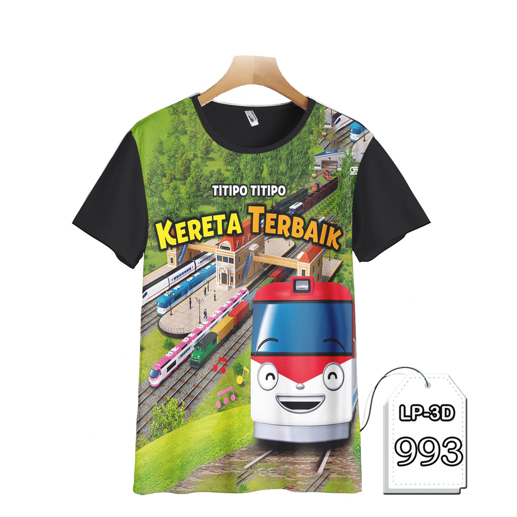 Baju Titipo Titipo Kaos Anak dan Dewasa Kereta Kecil Baju Kartun TV Serial Animasi LP3D-993 Fashion