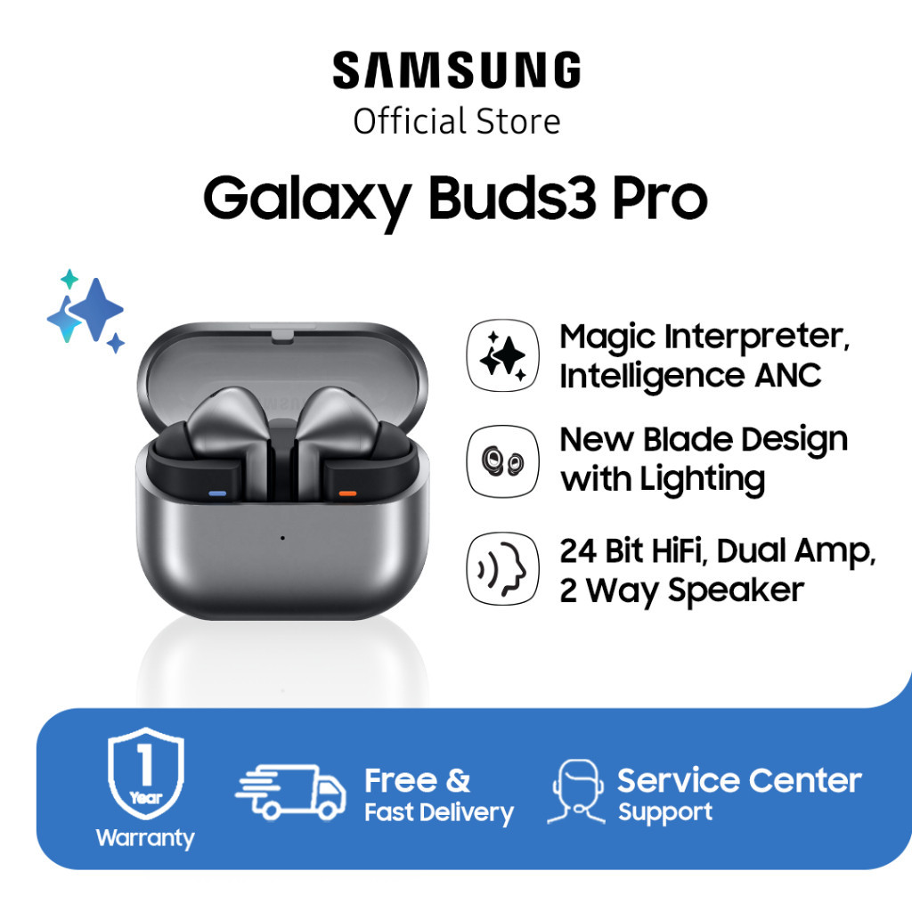 Samsung Galaxy Buds3 Pro - Silver, Bluetooth Earbuds, Adaptive Noise Control, Hi-Fi Sound, Dual AMP