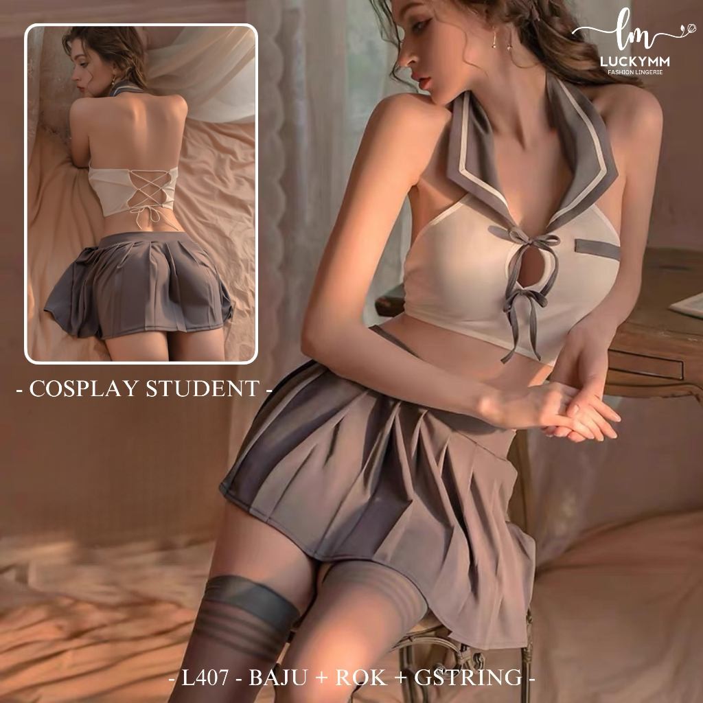 murah Luckymm Sexy Lingerie Cosplay Student / Cosplay Murid Wanita / Lingerie Cosplay Sexy OL