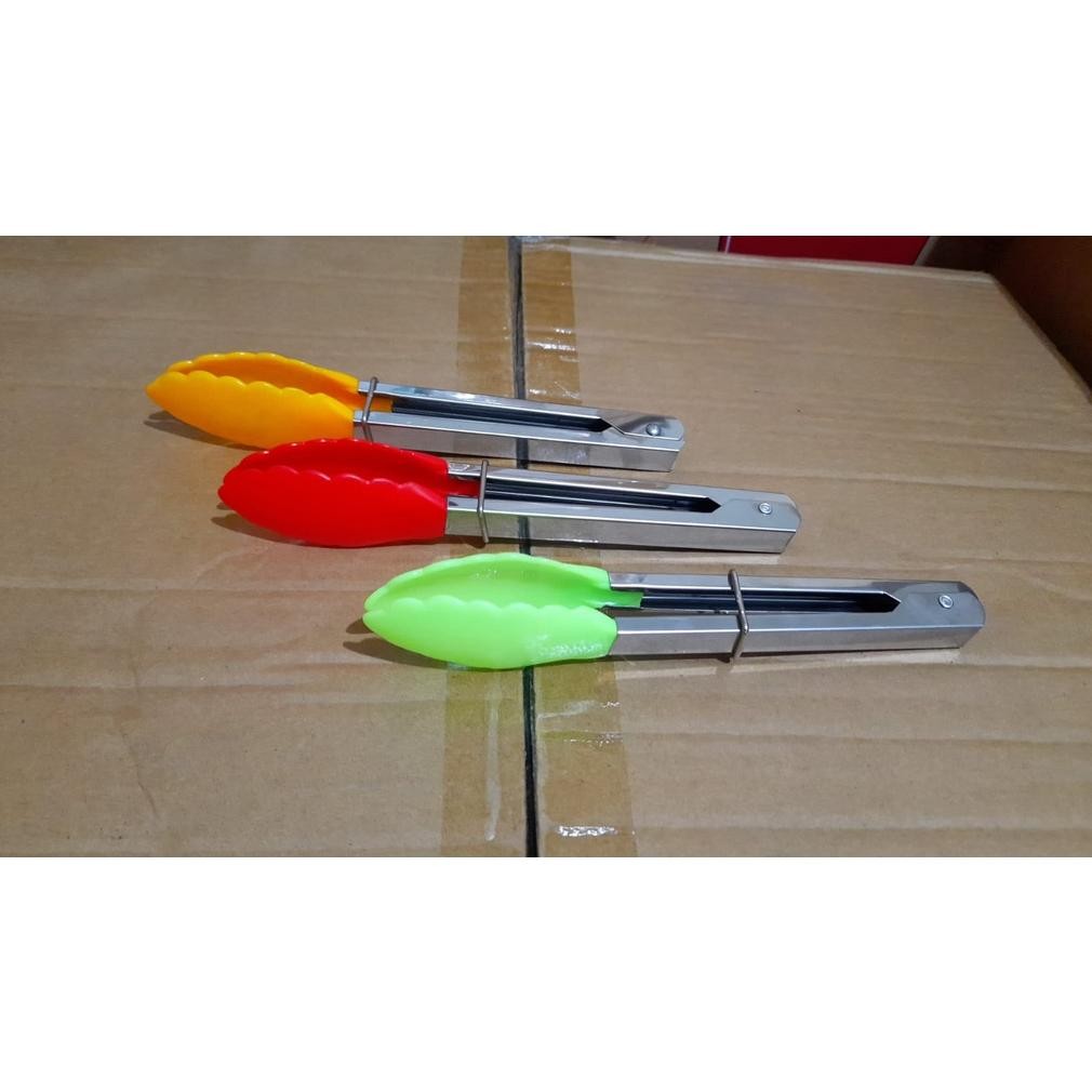 penjepit / Capitan makanan stainless plastik mini