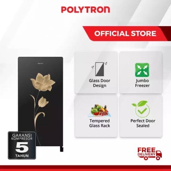 KULKAS POLYTRON PRA 18 MNX LEMARI ES 1 PINTU PRA18MNX 18MNX