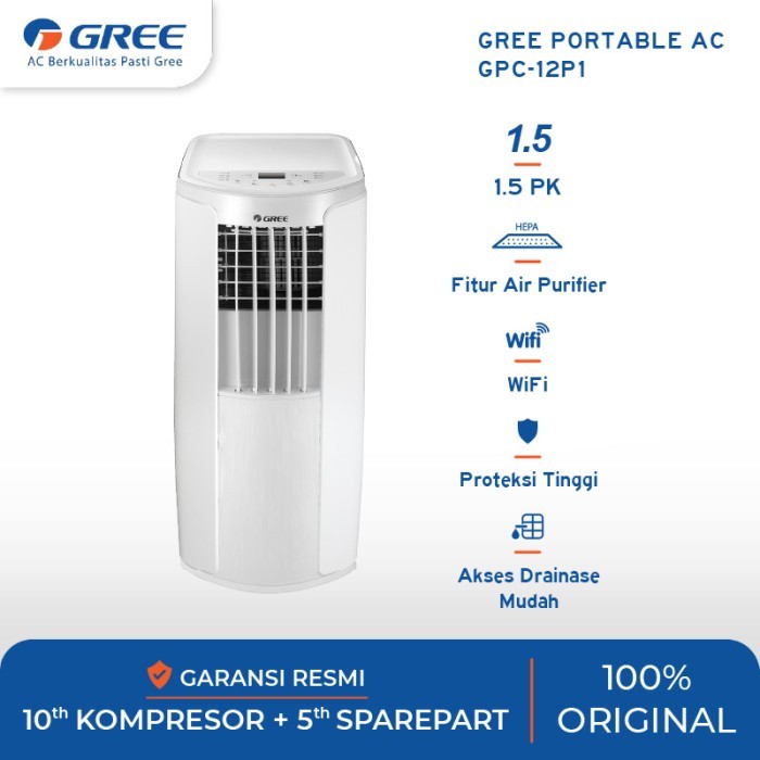 Terbaru AC PORTABLE STANDING GREE 1,5 PK WITH AIR PURIFIER SYSTEM termurah