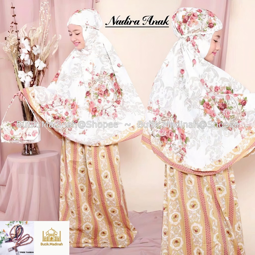Mukena Anak Fashion Muslim Santri Perempuan Rukuh Cewek Tanggung Karakter Perlengkahap Sholat Wanita
