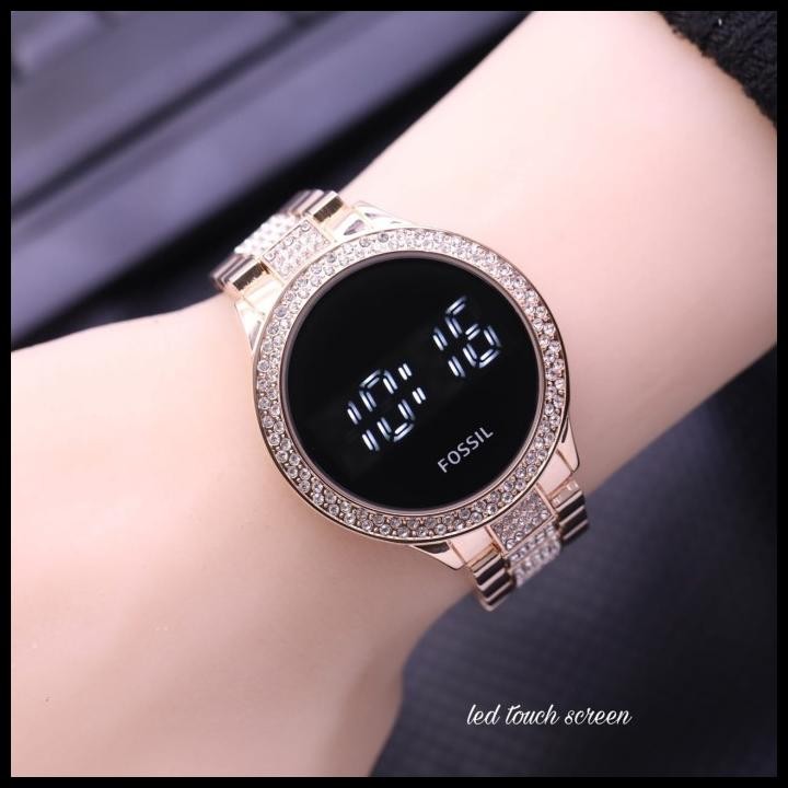 Jam tangan wanita fossil led touch screen