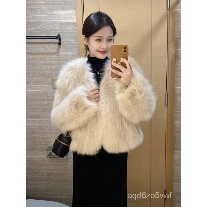 2024Fur Coat Female Environmental Protection Fox FurVCollar Gentle Elegant Slimming Mink Fur Western