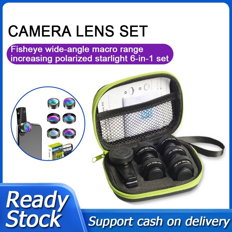 COD APEXEL 6 in 1 Lens Kit Macro Wide Angle Fisheye untuk iPhone Xiaomi Mi9 I2PH |mveZqR2U|
