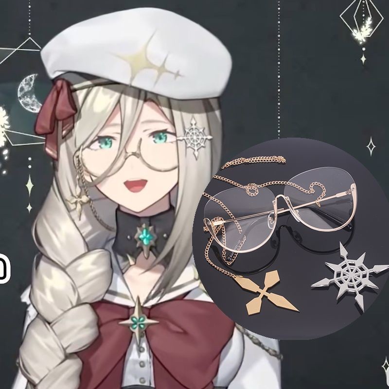 Aksesori kostum Cosplay Halloween kacamata jepit rambut jepit rambut hiasan kepala Cosplay Vtuber Ai