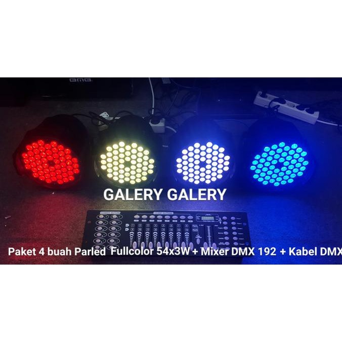 Paket 4 Buah Lampu Parled 54X3W Fullcolor Lengkap Dmx192 Dan Kabel Dmx  Ready