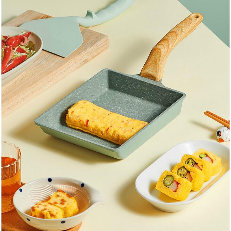 Wajan Anti Lengket Tamagoyaki Jepang Wajan Pembakar Telur Tebal Mini Persegi Wajan Penggorengan Keci