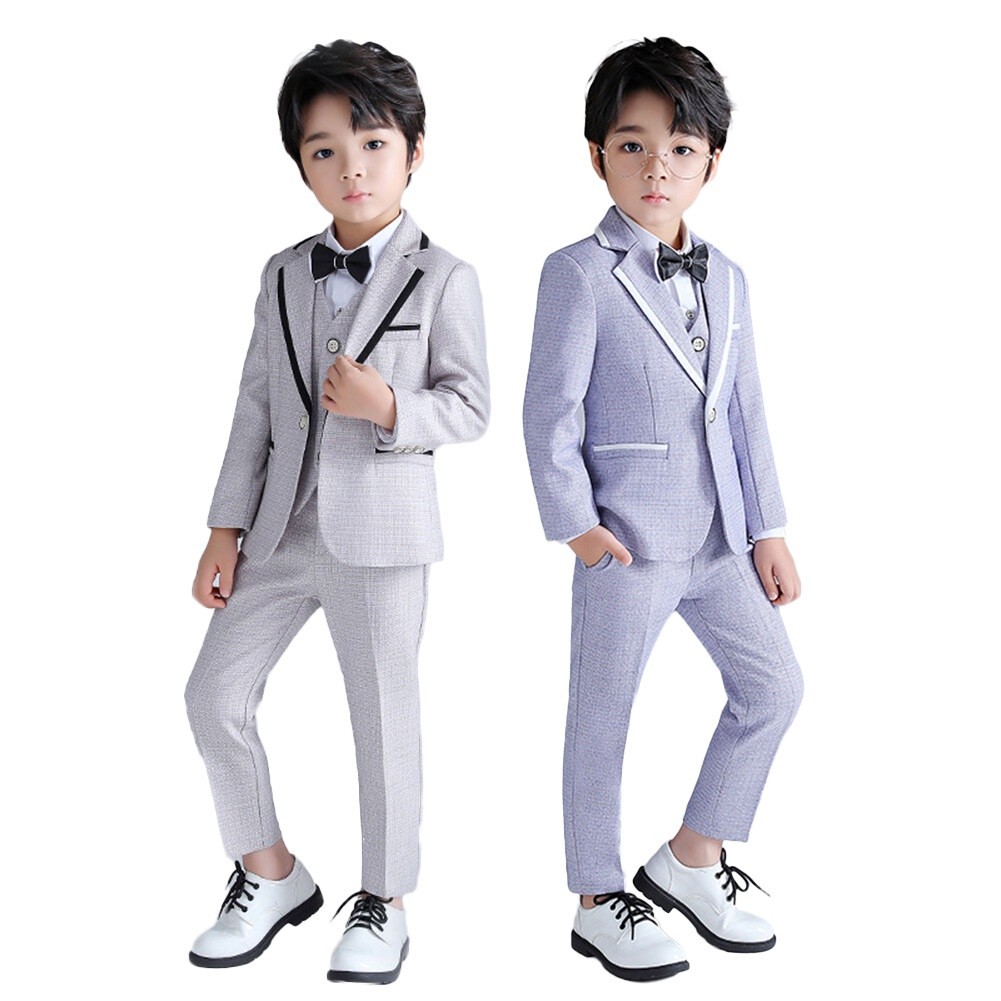 Setelan Anak Laki-laki 5 Buah (Jaket + Celana + Rompi + Kemeja + Dasi Kupu-kupu) Setelan Jas Formal 
