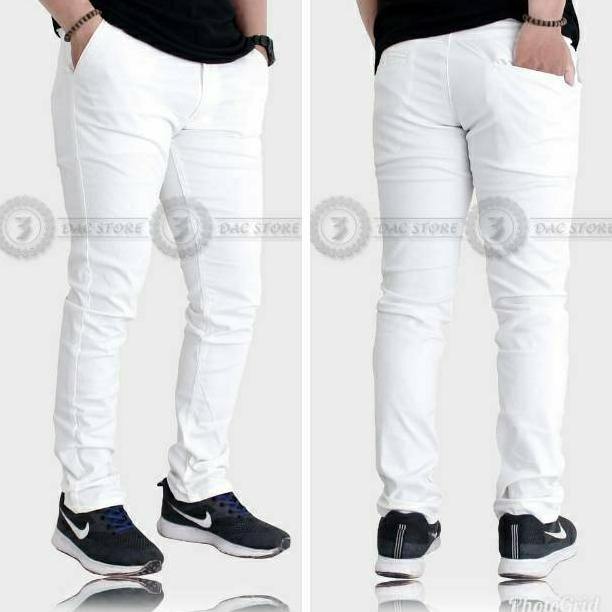 Celana Chino Panjang Pria Putih Three Denim Murah Celana Pria Formal Celana Bahan Pria
