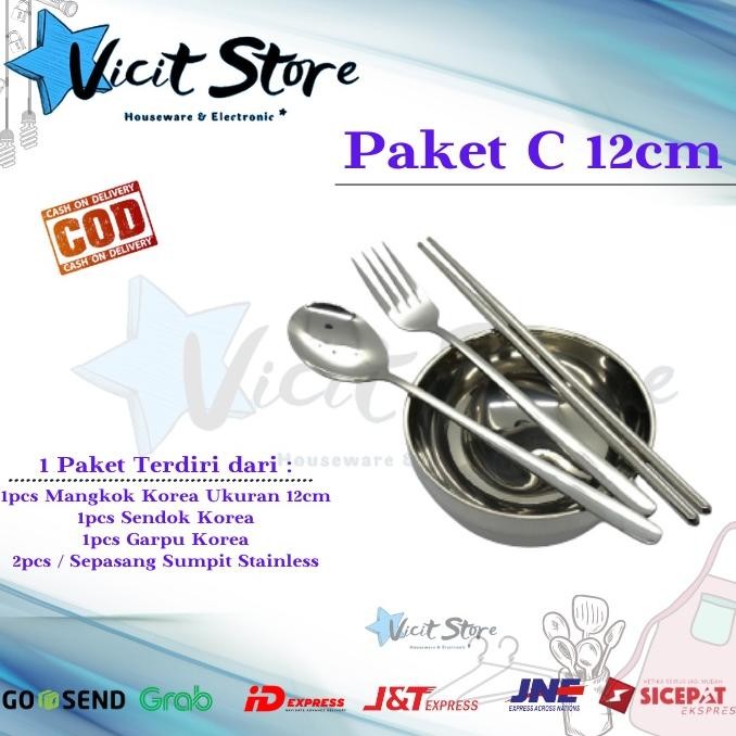 Big Sale Korea Set Alat Makan Stainless Sendok / Garpu / Sumpit / Korea Bowl Original