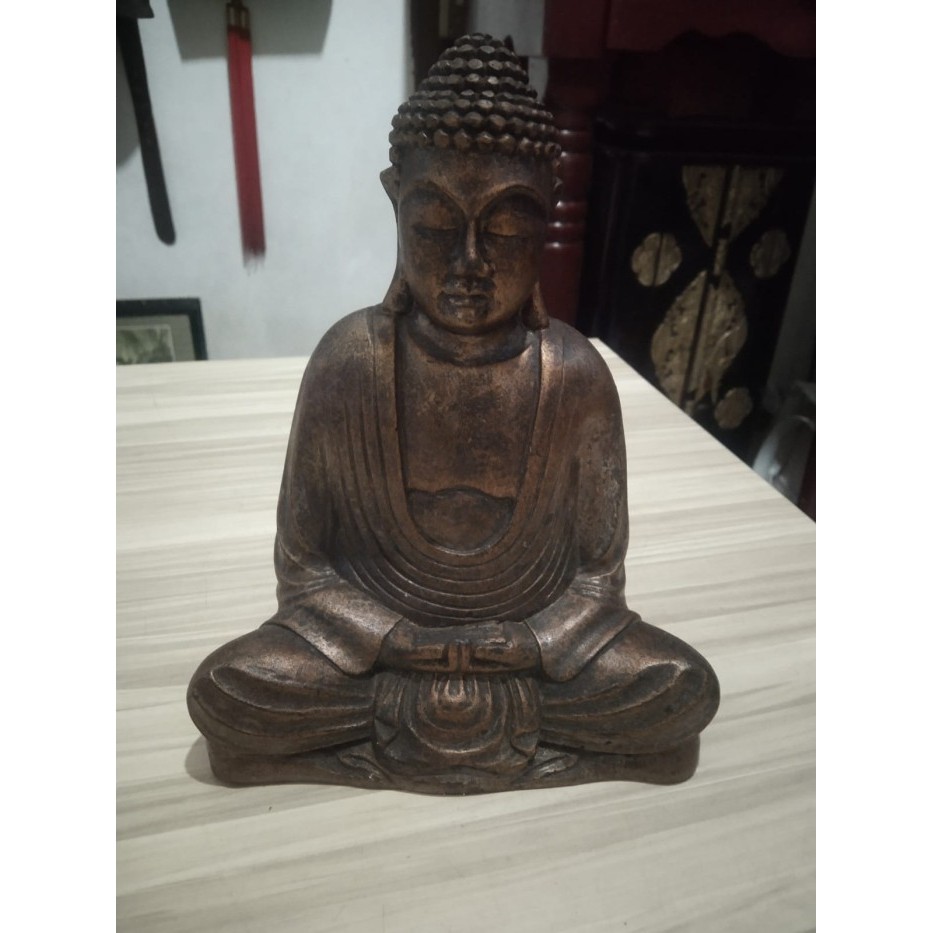 Sani - Patung Budha Gautama Fiber Kuno Jadul Antik