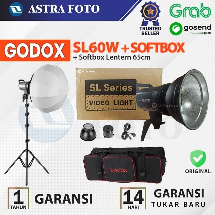 TERMURAH - Paket Godox SL60w + Softbox Lantern 65cm + Lighstand - SL60 - SL 60 W