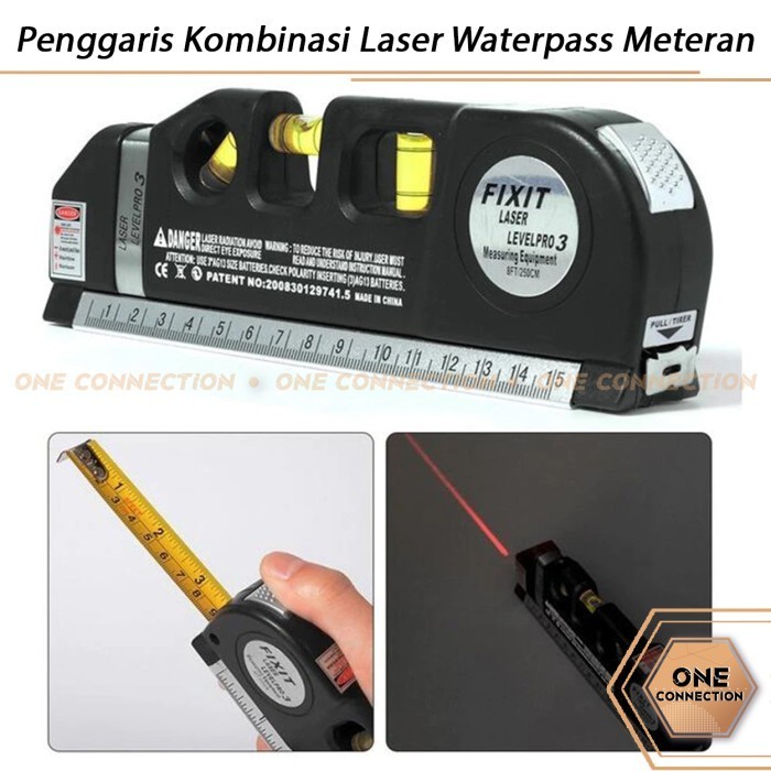 Fixit Level Pro3/Levelpro3 Penggaris Kombinasi Laser Waterpass Meteran