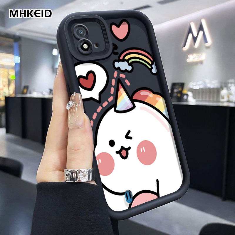 MHKEID Casing Hp Untuk Realme C20 C20A C11 2021 Narzo 50I Case Casing dinosaurus dan pola unicorn Ka