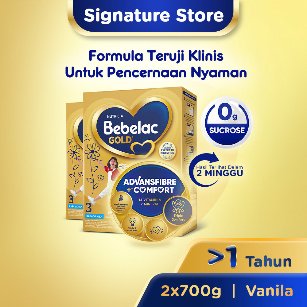 Bebelac Gold 3 Vanila 700x2 gr – Formula Teruji Klinis untuk Pencernaan Nyaman​