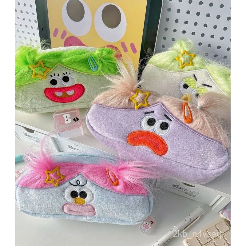 

New Kawaii Big Capacity Layered Pencil Bag Cartoon Big mouth Pens Storage Case School Stationery INS7