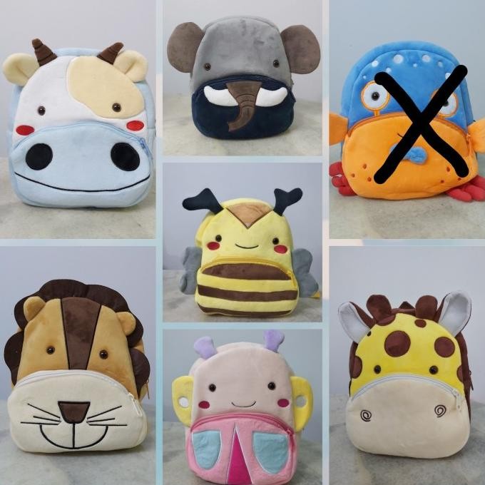 Tas ransel anak sekolah boneka animal binatang Kupu lebah jerapah sapi