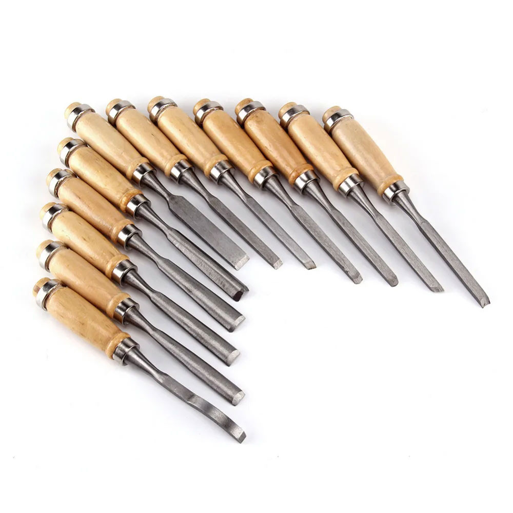 

[Great Store] Ginflash Set Pisau Ukir Pahat Kayu 12 in 1 Wood Carving Chisel Knife - OE12