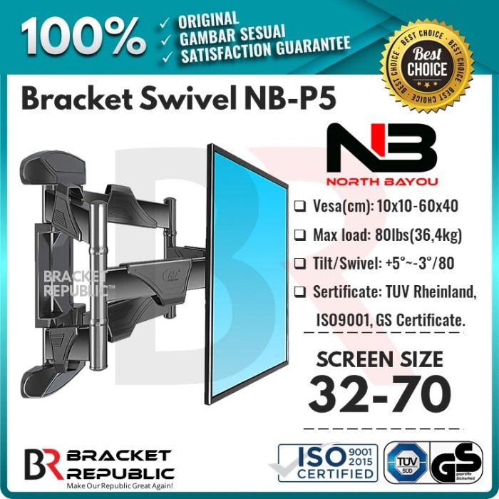 Toko Bakia -- Bracket TV Swivel North Bayou NB P5 32-60 Inch