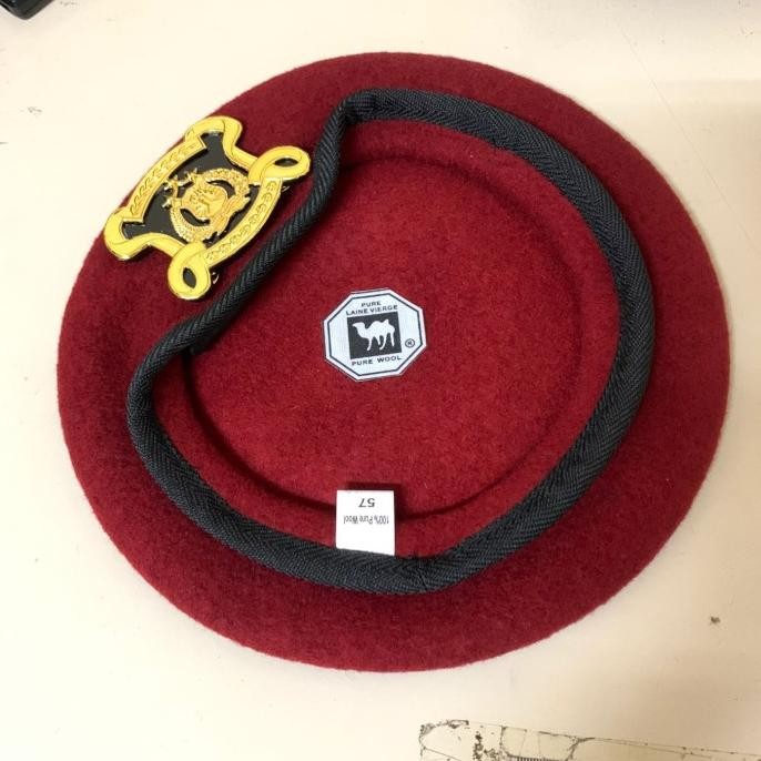 Topi Baret Reserse / Reskrim / Serse + Emblem,  Camel Asli Onta Hitam ,