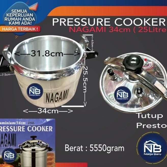 Panci Presto 25 Liter Naga Good Quality Tebal Pressure Cooker