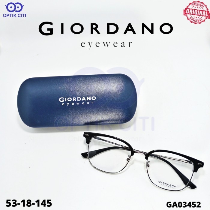 Frame Kacamata Kotak Pria Wanita GIORDANO GA 03452 Original