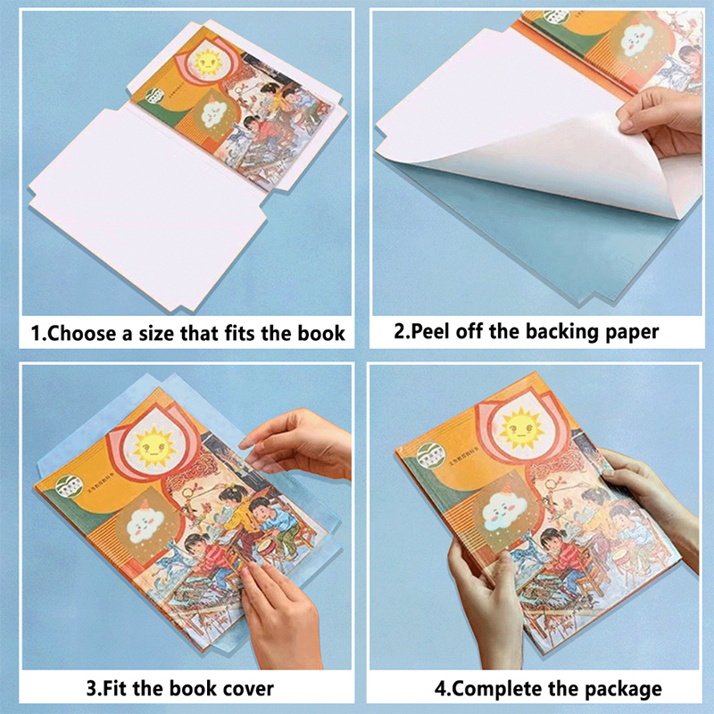 

10 Lembar Sampul Buku Transparan - Film Pelindung Anti Air, Self-Adhesive, Wrapper Buku
